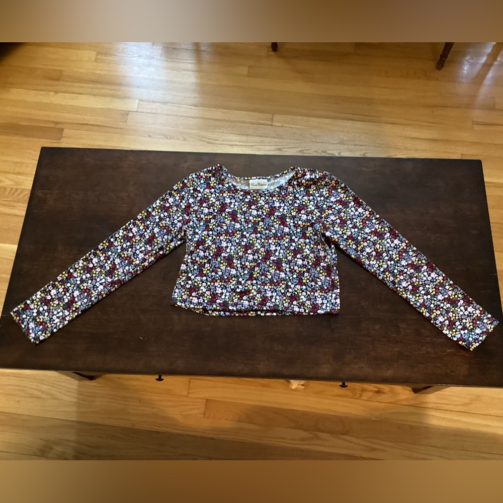 Rare Editions Floral Long Sleeve Top - Purple, White, Yellow